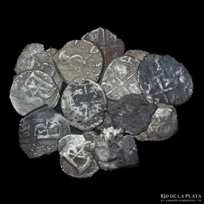 Potosí. Lote x14. 1/2 Real. De Felipe II a Carlos III. Macuquinas. A clasificar....