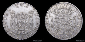 Potosi. Carlos III. 8 Reales 1769 JR Columnaria. CJ 58.3.6