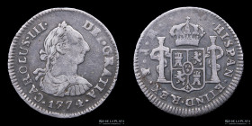 Potosi. Carlos III. 1/2 Real 1774 JR. CJ 67.2