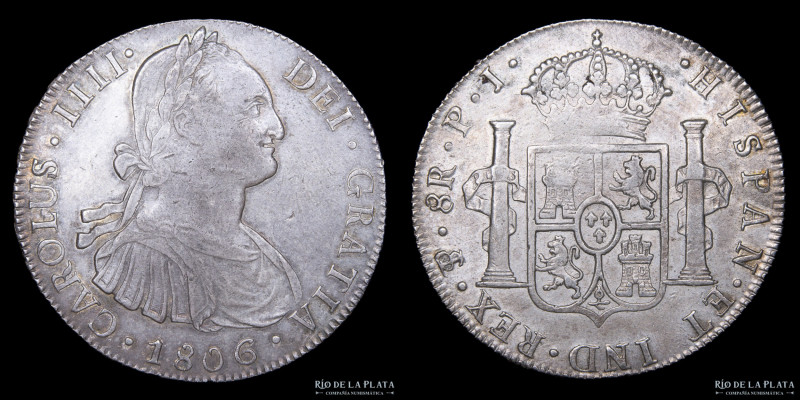 Potosí. Carlos IV (1788-1808) 8 Reales 1806 PJ (Pedro Martín Albizu, Juan Palomo...