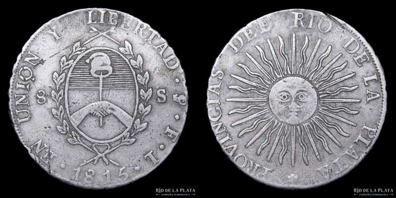 Argentina. Provincias Unidas del Río de la Plata. 8 Soles/Reales 1815 FL (Franci...