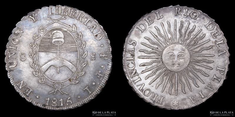 Argentina. Provincias Unidas del Río de la Plata. 8 Soles 1815 F L (Francisco Jo...