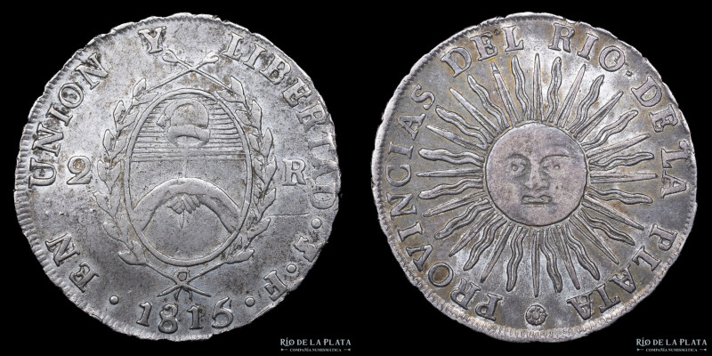 Argentina. Provincias Unidas del Río de la Plata. 2 Reales 1815 F (Francisco Jos...