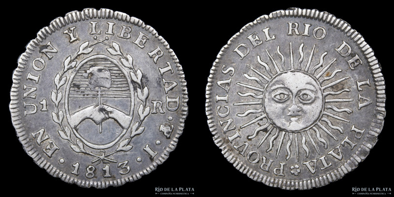 Argentina. Provincias Unidas del Río de la Plata. 1 Real 1813 J (José Antonio de...