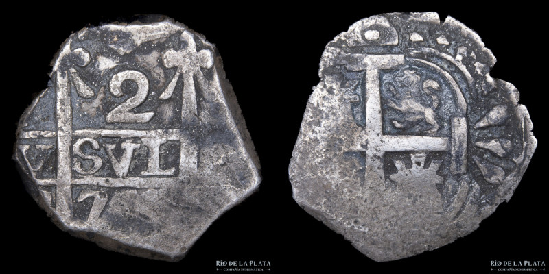 Argentina. Tucumán. 2 Reales 752. Figuras ordenadas. Mula. Anverso Cuño 1 y Reve...