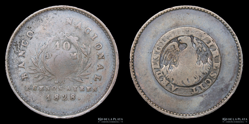 Argentina. Buenos Aires. 10 Décimos 1828. Buenos Aires mint. Cobre; 28mm; 14.10g...