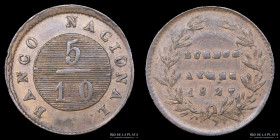 Argentina. Buenos Aires. 5 Decimos 1827. Rara. CJ 9.1.9