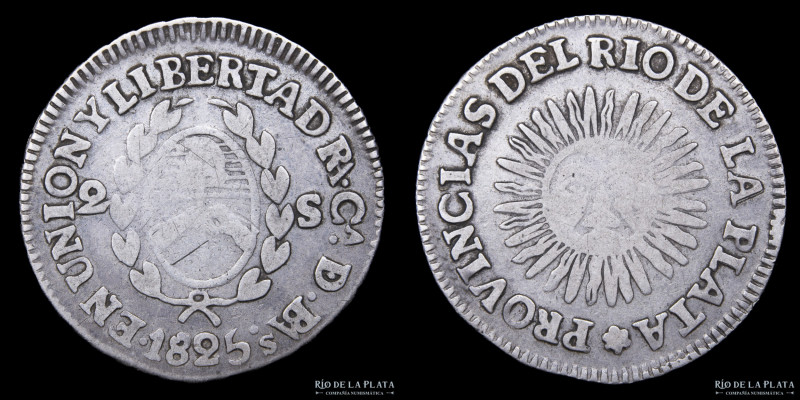 Argentina. La Rioja. 2 Soles 1825 RA CA D BA. Plata 875; 26.50mm; 6.79g. CJ 43; ...