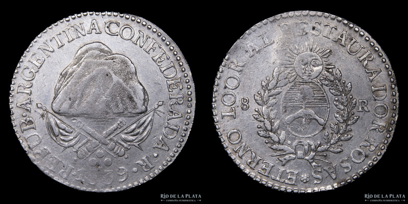 Argentina. La Rioja. 8 Reales 1839. Plata 750; 38.5mm; 24.78g. CJ 56.1; KM8 (VF)...