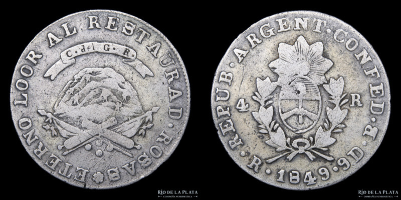 Argentina. La Rioja. 4 Reales 1849 B (José Barros). Plata 750; 32.5mm; 13.08g. C...