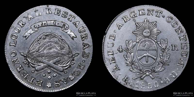 Argentina. Provincia de la Rioja. 4 Reales 1850 B (José Barros). Plata 750; 32.5...