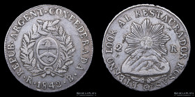 Argentina. La Rioja. 2 Reales 1843 B. Banderas Chicas. CJ 64.1