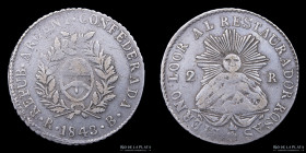 Argentina. La Rioja. 2 Reales 1843 B. Banderas Grandes. CJ 64.2