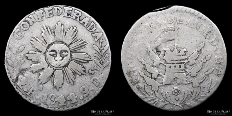 Argentina. Córdoba. 2 Reales 1844. Plata 750; 32mm; 6.52g. Segunda Casa de Moned...