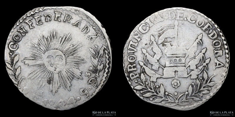 Argentina. Córdoba. 2 Reales 1844. Plata 750; 27.5mm; 6.46g. Segunda Casa de Mon...