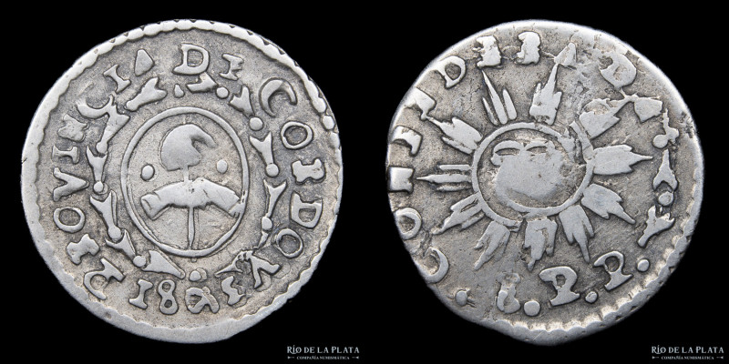 Argentina. Córdoba. 1 Real 1843 JPP. Plata 750; 19mm; 2.95g. CJ 42.3.4 (A51-R15....