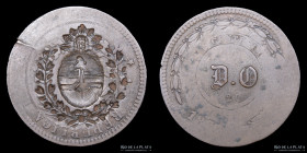 Argentina. Guerra del Paraguay. Resello 20 Cent. s/2 Centesimos. CJ 5.2