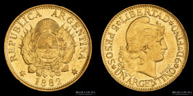 Argentina. 5 Pesos 1882 Argentino de oro. CJ 2.1