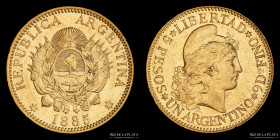 Argentina. 5 Pesos 1885 Argentino de oro. CJ 5.1