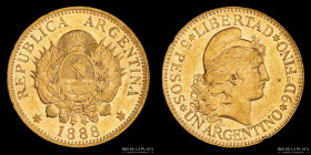 Argentina. 5 Pesos 1888 Argentino de oro. CJ 8.1