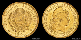 Argentina. 5 Pesos 1896 Argentino de oro. CJ 10.1