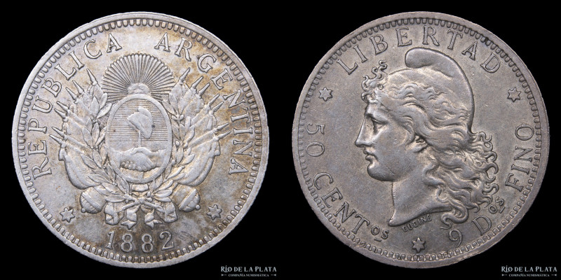 Argentina. 50 Centavos 1882. Plata 900; 30.1mm; 12.5g. CJ 16; KM28 (UNC)

USD ...