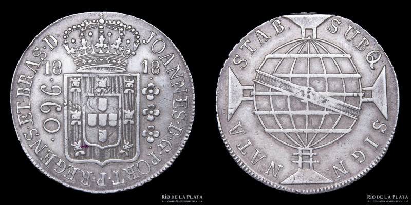 Brasil. Joao VI. 960 Reis 1818 R (Rio de Janeiro mint). Sobre Santiago. Plata 89...