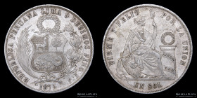 Peru. 1 Sol 1875 YJ. KM196.3