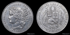 Peru. 5 Pesetas 1880. KM201