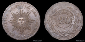Uruguay. 20 Centesimos 1844. CG 5.1a