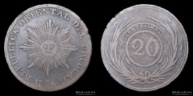 Uruguay. 20 Centesimos 1854. CG 9.1a