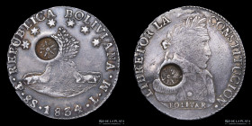 Guatemala. 8 Reales 1841. Resello T.IV s/Bolivia 8S. KM114