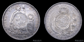 Guatemala. 1 Peso 1894. Resello sobre Peru 1864. KM217