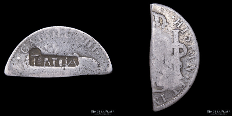 Tortola. British Virgin Islands. 4 Shillings (1 1/2 Pence) 1805. Resello sobre u...