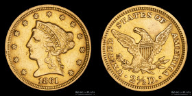 USA. 2.5 Dollars 1861. Coronet Head. KM72