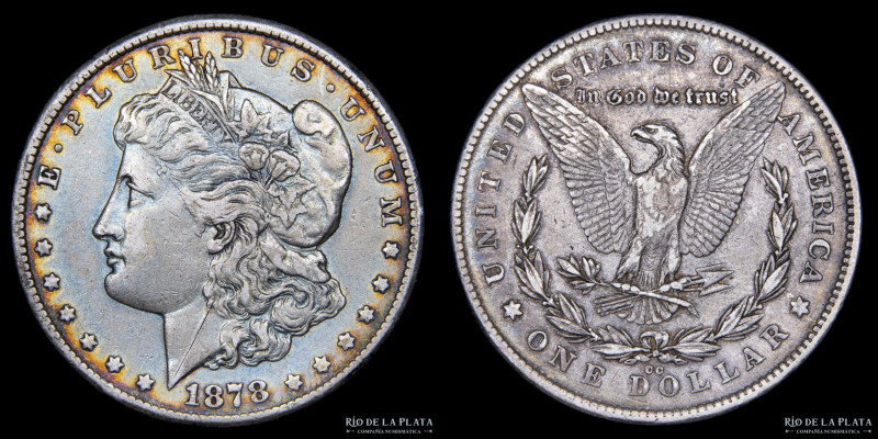 USA. 1 Dollar "Morgan" 1878 CC (Carson City), Primer año de acuñación. Plata 900...