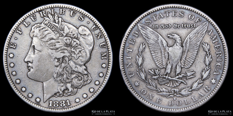 USA. 1 Dollar "Morgan" 1881 S (San Francisco), Plata 900; 37.0mm; 26.55g. KM110 ...