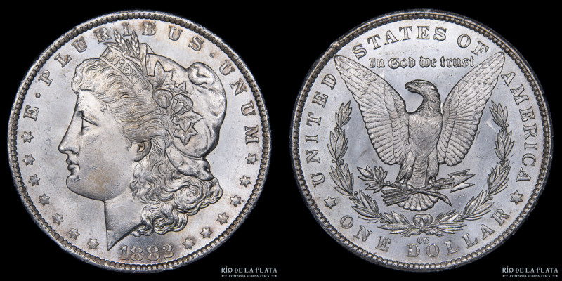 USA. 1 Dollar "Morgan" 1882 CC (Carson City), Plata 900; 37.0mm; 26.80g. KM110 (...