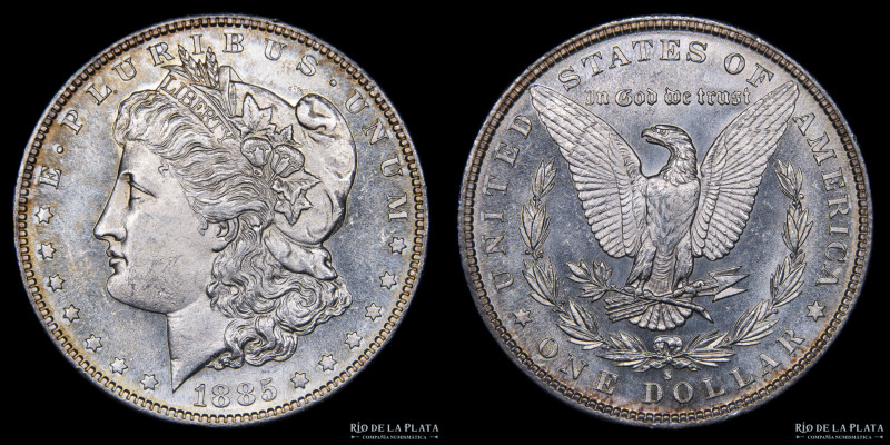 USA. 1 Dollar "Morgan" 1885 S PL (San Francisco), Plata 900; 37.0mm; 26.76g. KM1...