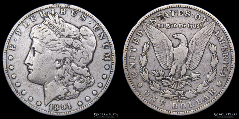 USA. 1 Dollar "Morgan" 1891 CC (Carson City), Plata 900; 37.0mm; 26.40g. KM110 (...