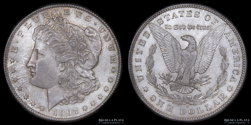 USA. 1 Dollar "Morgan" 1897 S (San Francisco), Plata 900; 37.0mm; 26.72g. KM110 ...