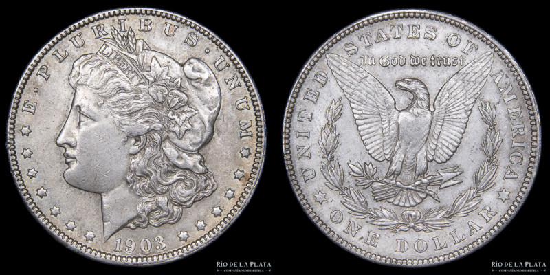 USA. 1 Dollar "Morgan" 1903 (Philadelphia), Plata 900; 37.0mm; 26.76g. KM110 (AU...