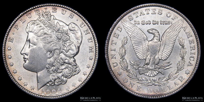USA. 1 Dollar "Morgan" 1904 (Philadelphia), Plata 900; 37.0mm; 26.77g. KM110 (UN...