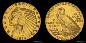 USA. 5 Dollars 1914. Indian Head. KM129