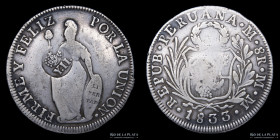 Filipinas. Isabel II. Resello YII s/ Peru 8 Reales 1833 KM83