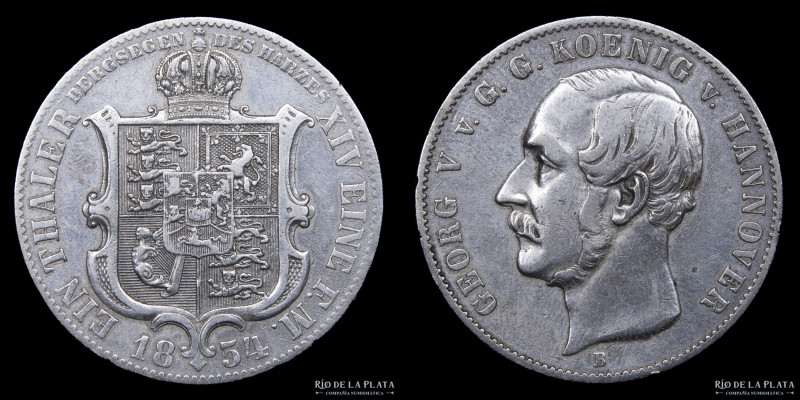 German States. Hannover. George V (1851-1866) 1 Thaler 1854. Plata 750; 34.0mm; ...