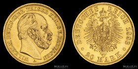 Prussia. Wilhem I. 20 Mark 1883 A. KM505