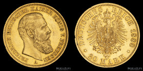 Prussia. Wilhem I. 20 Mark 1888 A. KM515