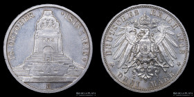 Saxony. Friedrich August III. 3 Mark 1913 E. KM1275