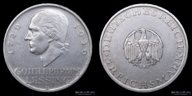 Alemania. Weimar. 5 Reichsmark 1929 D. Lessing. KM61